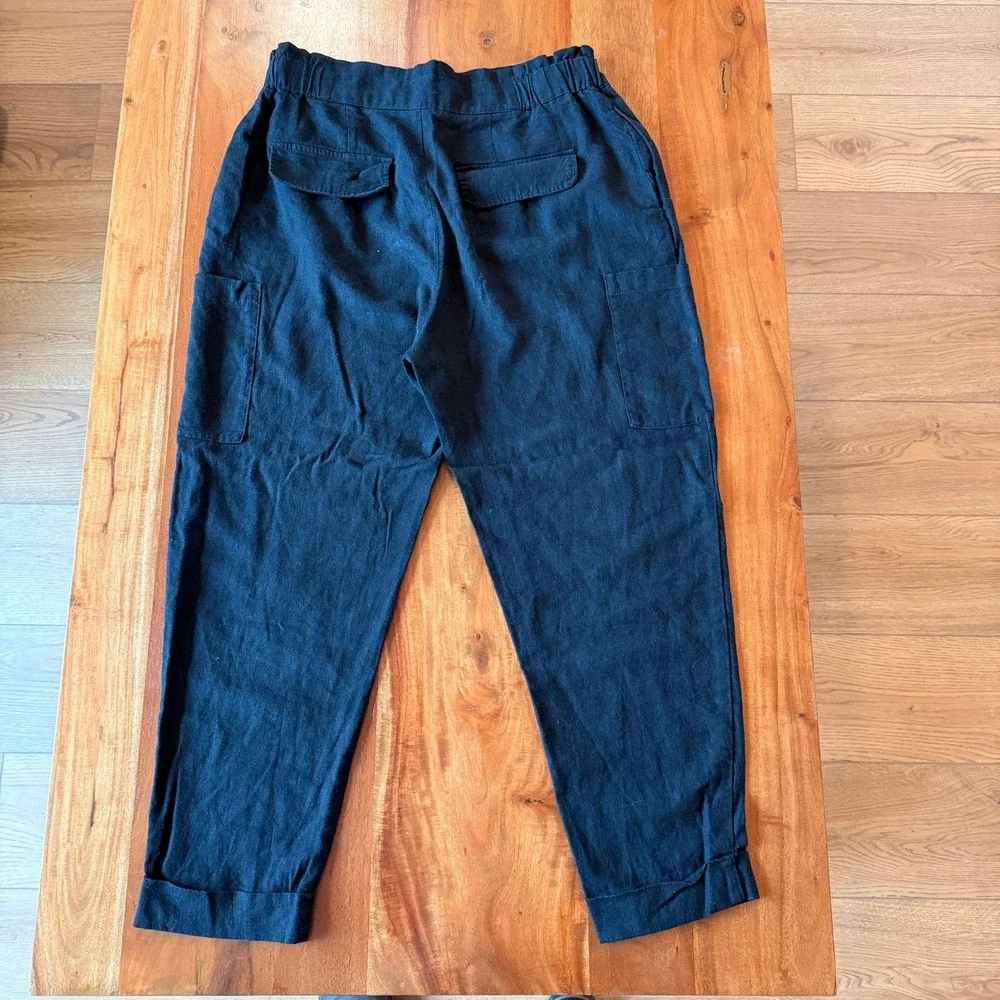Zara Women's Black Linen Trousers Size 6